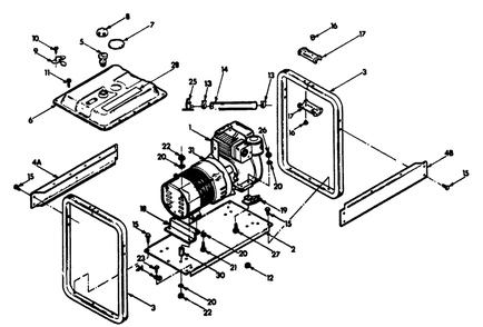 Mounting Base Diagram and Parts List for 8865-8-L4000  Briggs and Stratton Generator